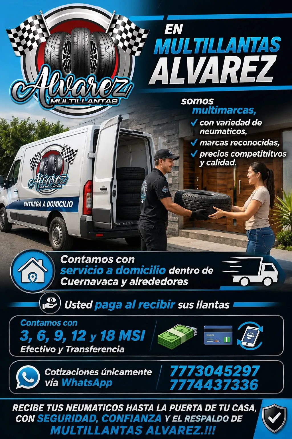 Multillantas Álvarez ofrece servicio a domicilio en Cuernavaca